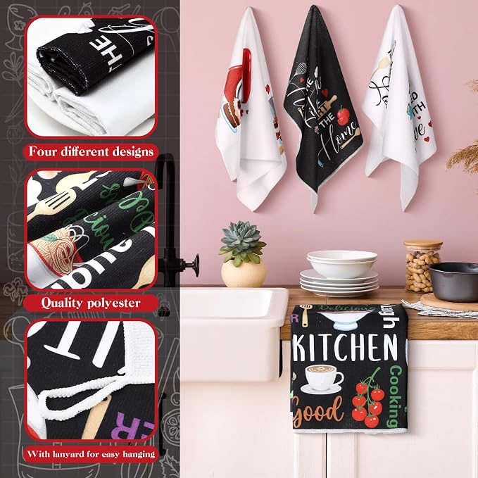 Leinuosen 8 Pcs Cuisine Kitchen Decor Accessories Set Farmhouse Towels Oven - Image 5