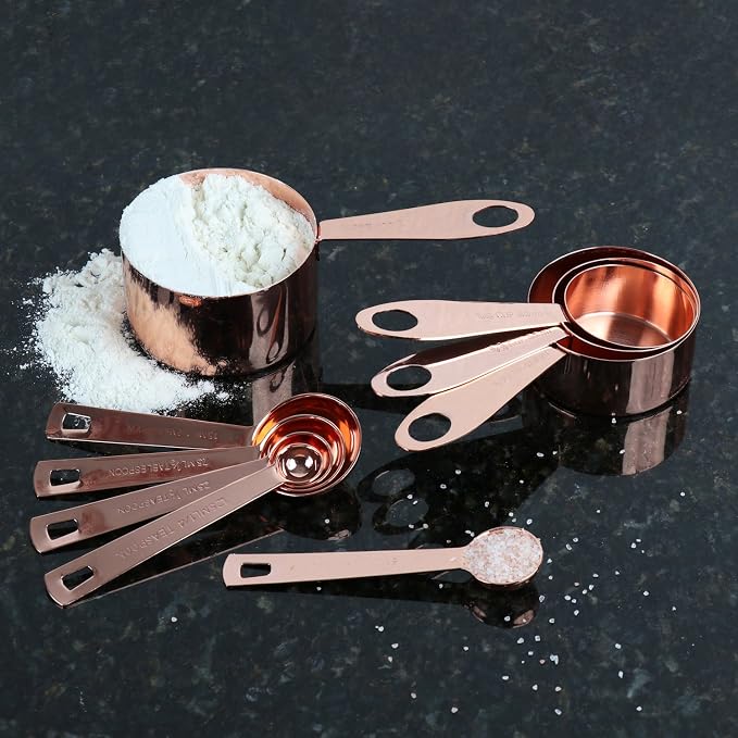 Copper Measuring Cups and Spoons Stainless Steel 9 pieces - Image 5