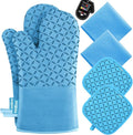KEGOUU Oven Mitts and Pot Holders 6pcs Set, Kitchen Oven Glove High Heat by KEGOUUOvenMitt