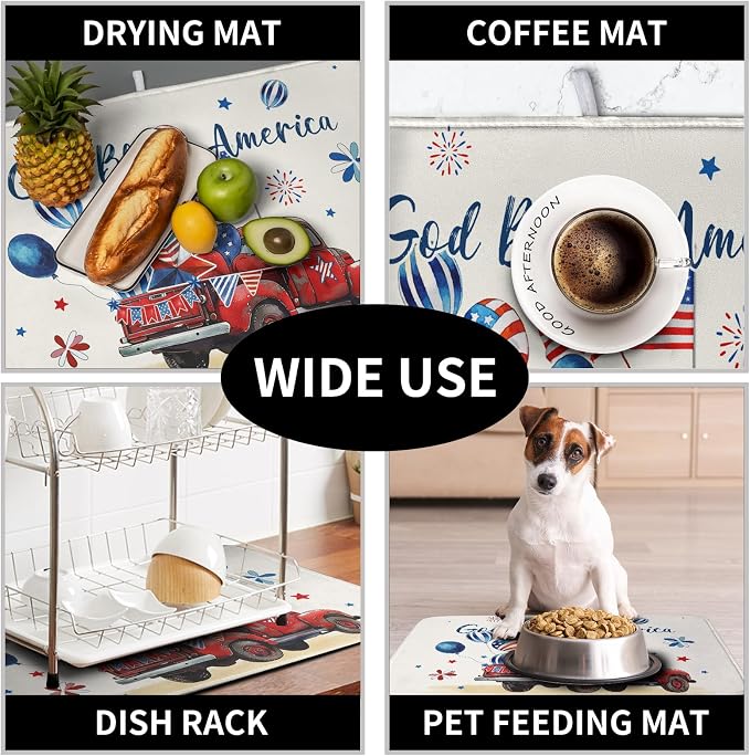 4th of July Drying Mat for Kitchen Counter 16 x 18 US Independence Day - Image 7