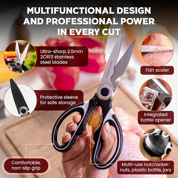SpartaSake 2-Pack Premium Stainless Steel All Purpose Kitchen Shears - Image 3