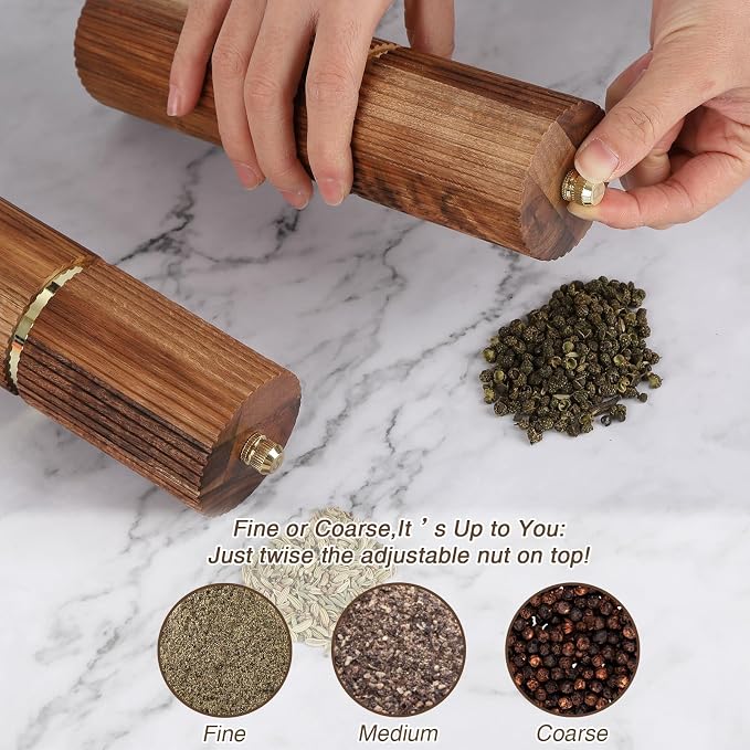 Wooden Pepper Grinder Pepper Mill, Adjustable Coarseness Salt Pepper Grinder - Image 3