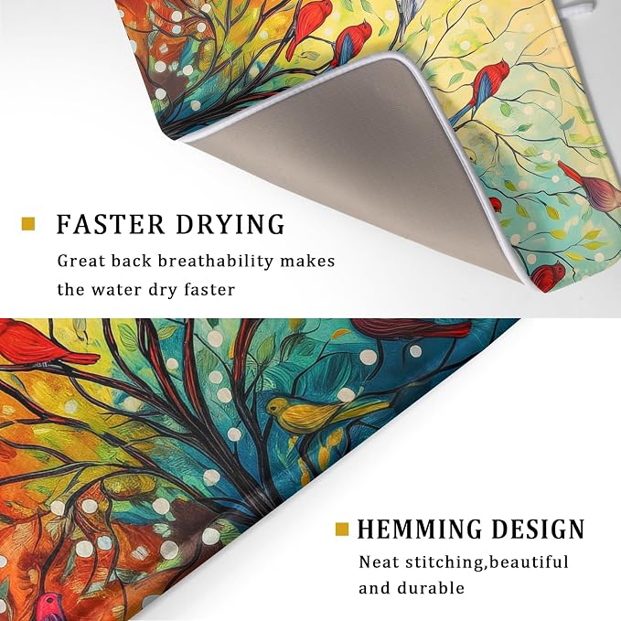 Spring Summer Floral Birds Dish Drying Mat - Image 3