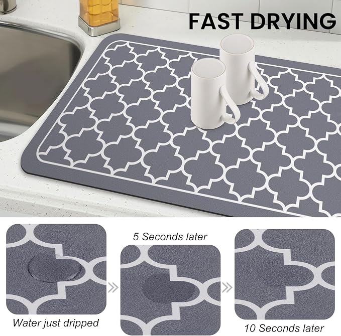 WISELIFE Dish Drying Mat Super Absorbent Drying Mat Large Dish Drying Mats - Image 4