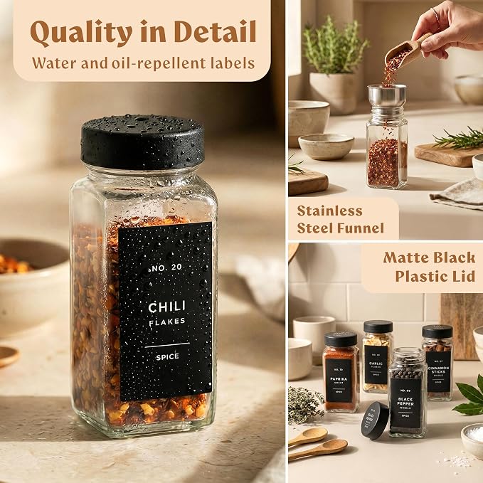 EDELHAUS Glass Spice Jars with Labels Spice Containers with 240 Labels - Image 7