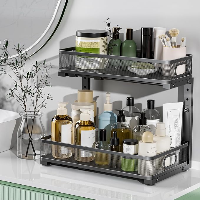 Under Sink Organizer 2 Pack, High Adjustable 2 Tier Under Sink Organizers and - Image 7