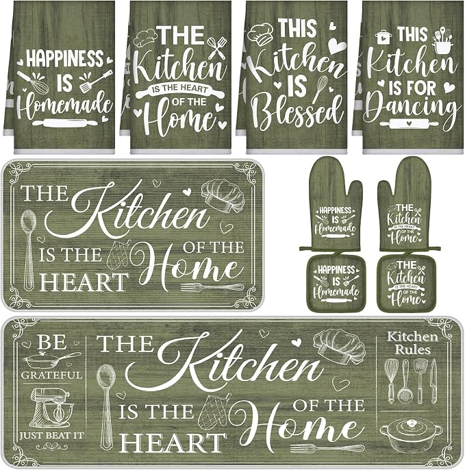 Fourluoo 10 Pcs Farmhouse Kitchen Decor and Accessories Set 4 Kitchen Towels 2 by Fourluoo