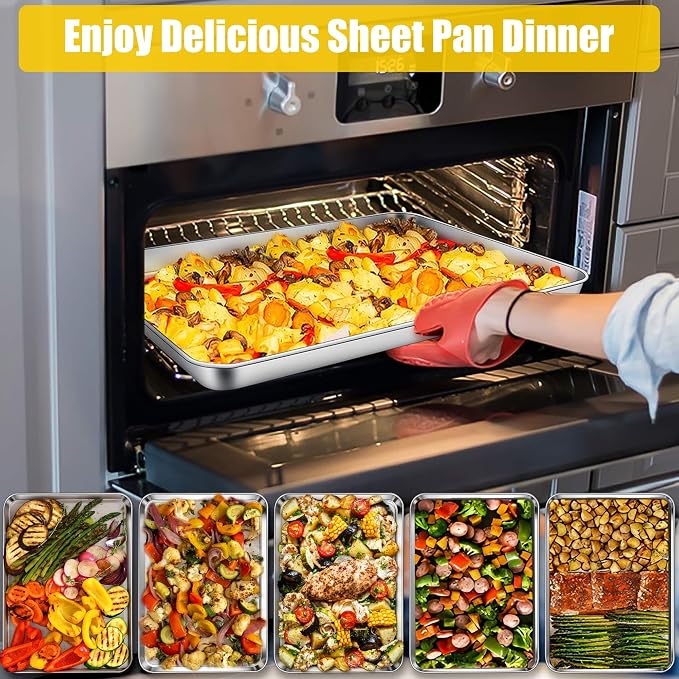 Homikit 1 Pack Baking Sheet, 16x12 Inch Stainless Steel Cookie Tray Set - Image 6