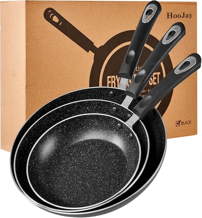 Nonstick Frying Pan Set-3-Pieces Skillet Set Induction Compatible, 8 Inch by HooJay