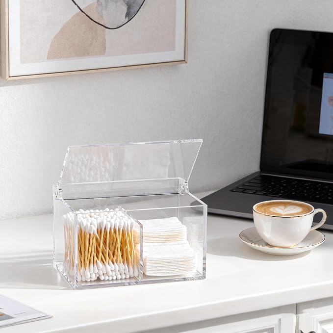 Clear Acrylic Cotton Swab Ball Holder Qtip Organizer - Image 8