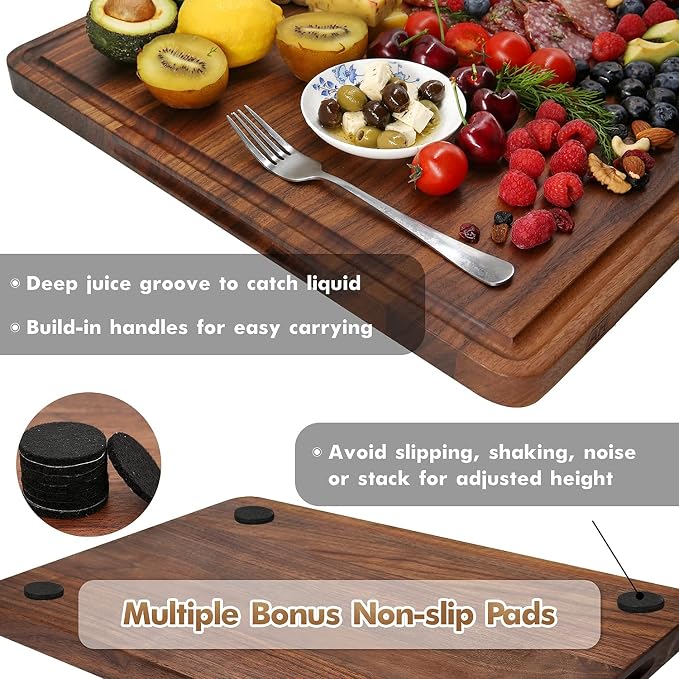 AZRHOM XL Large Walnut Wood Cutting Board - Image 6