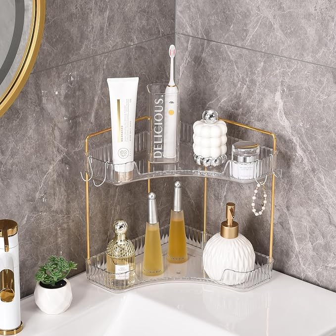 2-Tier Corner Bathroom Organizer Countertop - Image 6