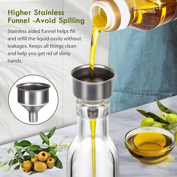 YEBODA 8oz Clear Glass Olive Oil Dispenser Bottles, and Vinegar Cruet Bottle - Image 5