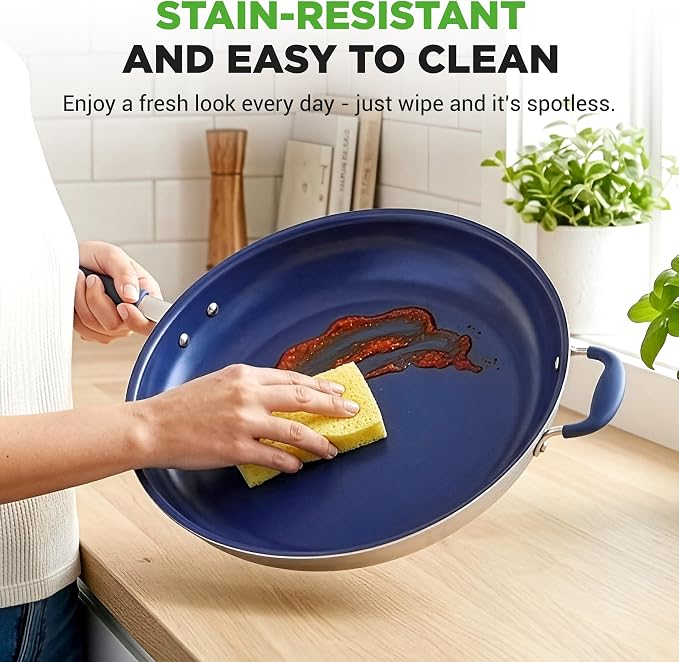 NutriChef 14" Fry Pan With Lid - Image 5