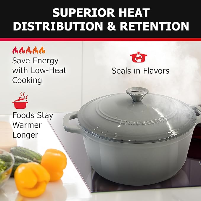 Mueller 6 Quart Enameled Cast Iron Pot Dutch Oven, Heavy-Duty Oven-Safe up to - Image 3