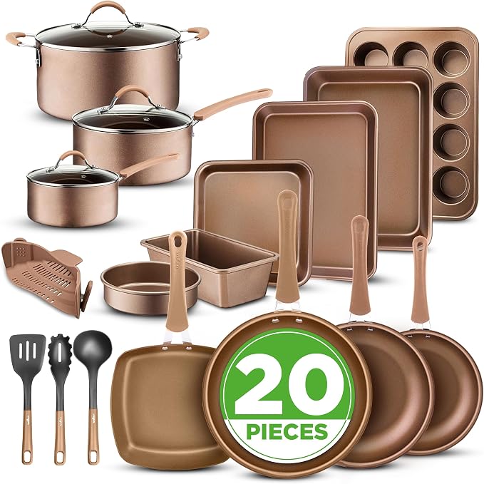 Nutrichef 20 Piece Professional Home Kitchen Cookware and Bakeware, Pots and by NutriChef%E2%84%A2Kitchen