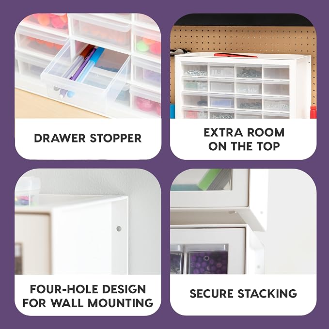 IRIS USA Plastic Storage Drawers, Made in USA, 24-Drawer Small Parts Organizer - Image 5