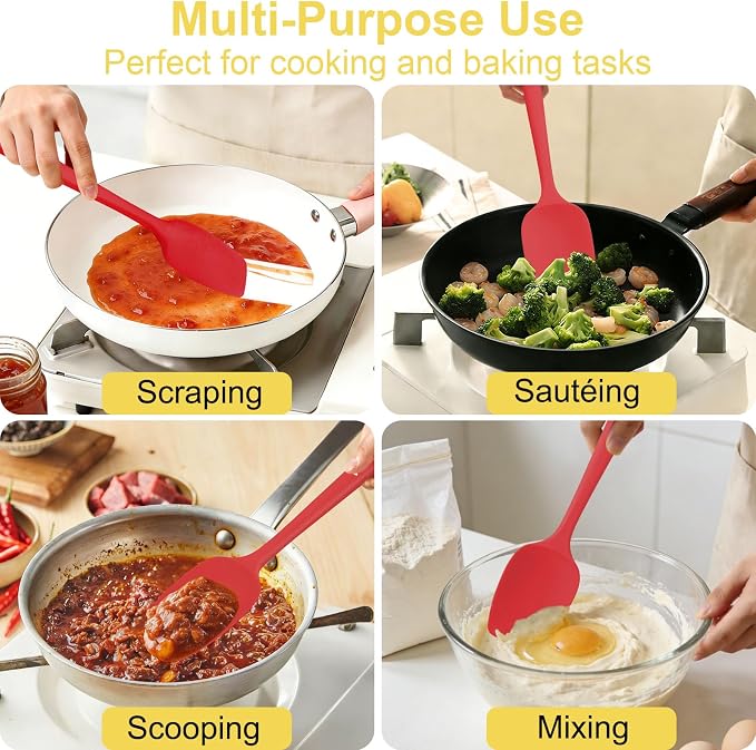 4 Pcs Silicone Spoon Spatula Set, 11.4 In, Food Grade Rubber Spatulas - Image 6