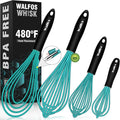 Walfos Silicone whisk, Whisks for Cooking Non Scratch, BPA Free whisk set of 4 by Walfos