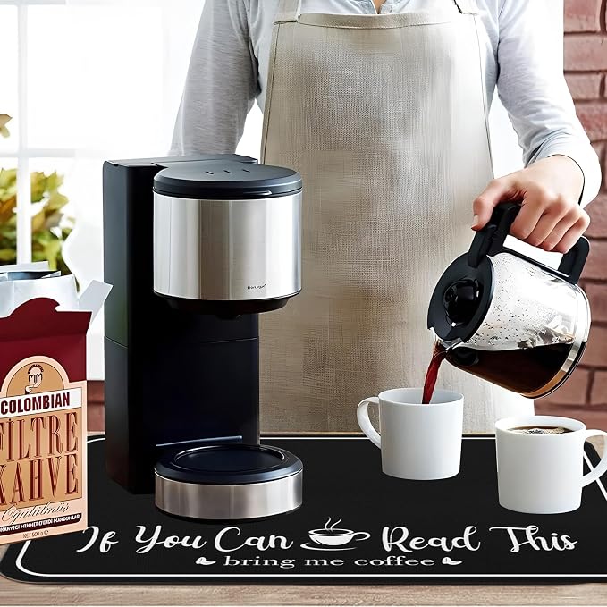 Coffee Bar Mat for Countertops 31.5inx17in, Absorbent Hide Stain Anti-Slip Cafe - Image 3