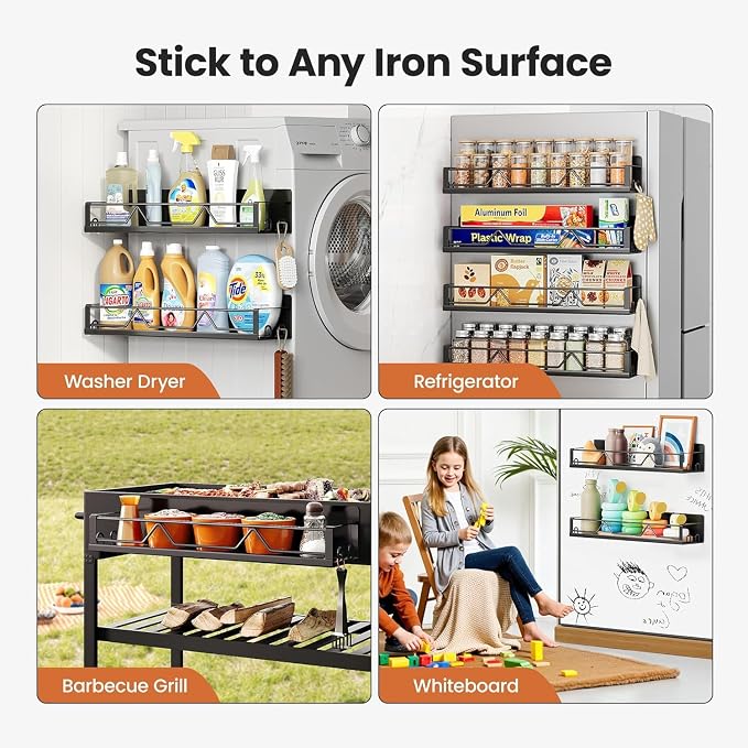 Mystozer 16.9 Inch Wide Large Capacity Magnetic Spice Rack - Image 7