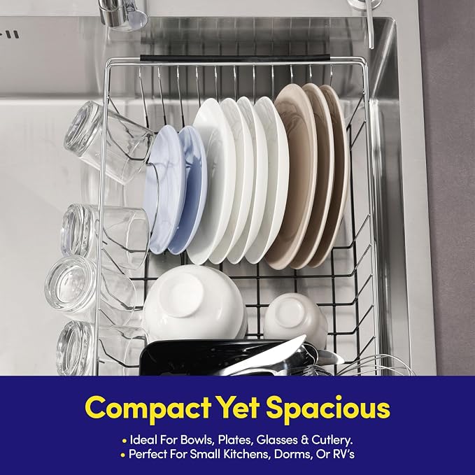 Dish Drying Rack Over The Sink Expandable to 24.5" Dish Drainer — Space-Saving - Image 6