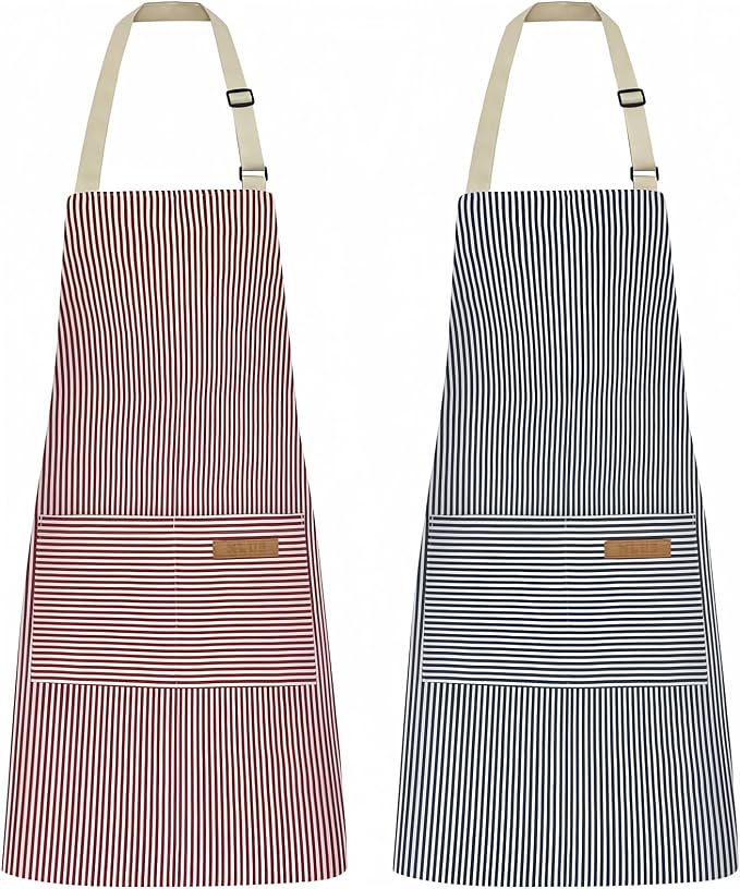 NLUS 2 Pack Kitchen Cooking Aprons, Adjustable Bib Soft Chef Apron by NLUS