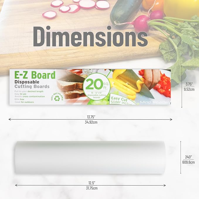 Mind Reader E-Z Board Disposable Plastic Cutting Board, 20 sf, 13.78"L x 3.35"W - Image 2
