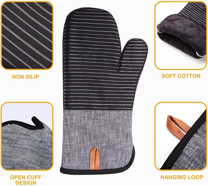 4PCS TIPTAP Oven Mitts, Kitchen Oven Mitts Set, Non Slip Cotton Oven Mitt and - Image 4