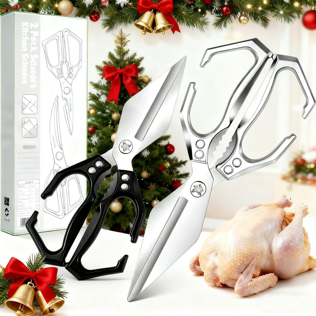 2-Piece Kitchen Scissors Set - Heavy Duty Poultry & Cooking Shears