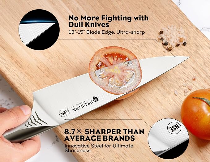 BRODARK Kitchen Knife Set with Block - Image 2