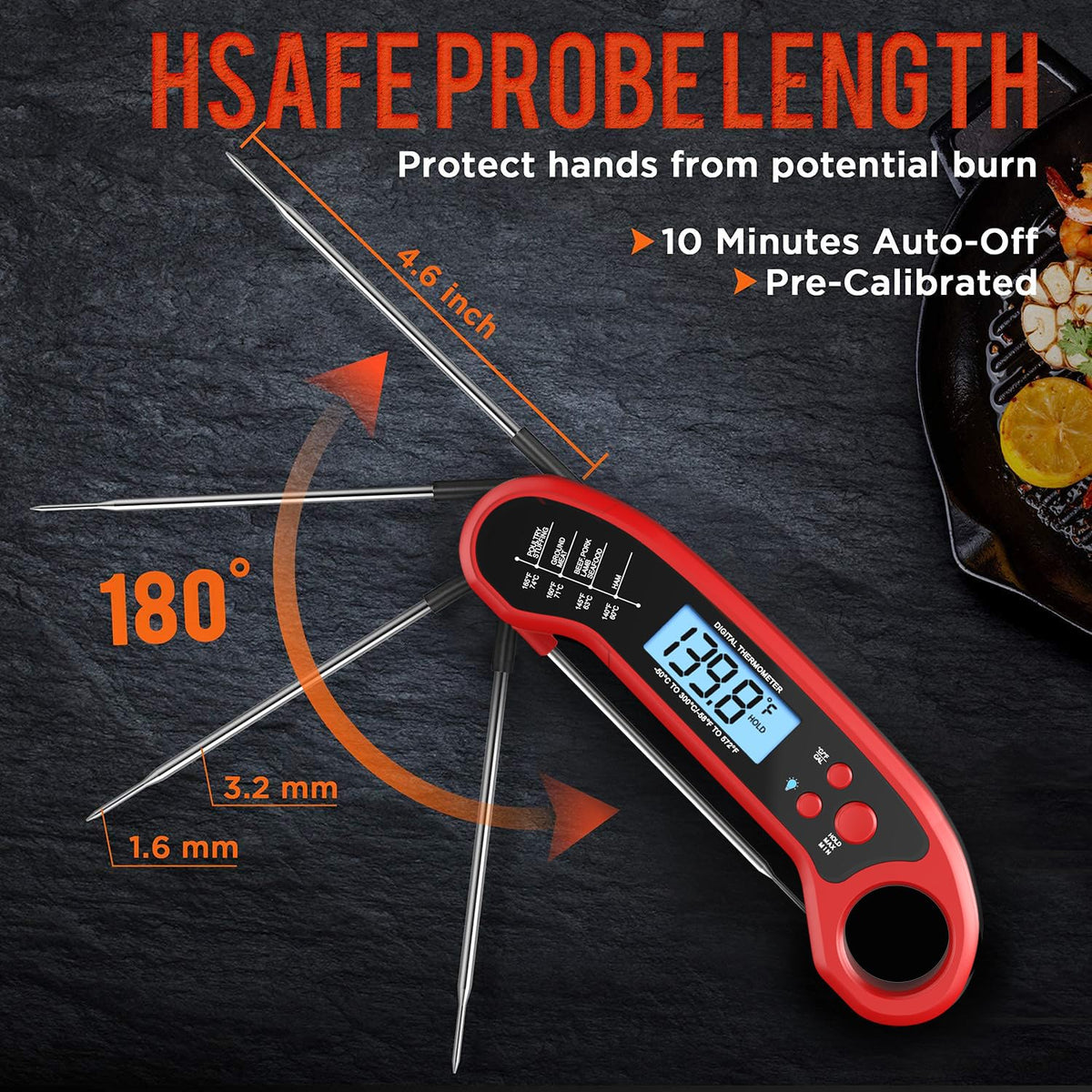 Meat Thermometer Digital, Instant Read Meat Thermometer for Grill and