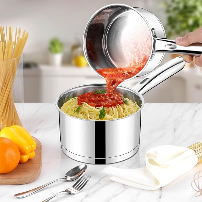 LIANYU Stainless Steel Saucepan Set of 2, 2QT & 3QT Sauce Pan - Image 8