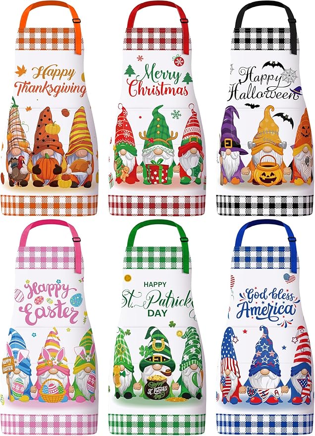 Bencailor 6 Pcs Spring Kitchen Aprons by Bencailor