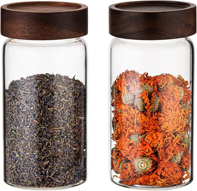 18 OZ Glass Coffee Jars with Top Screw Lid Ground Sugar Spice Herb Container by Patoper