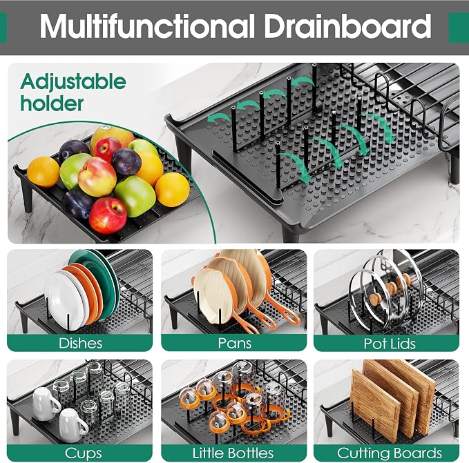 Large Extendable Dish Drying Rack, 16.93" to 26.57" Expandable Dish Rack - Image 4