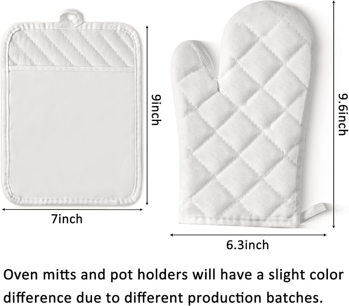 GROBRO7 6Pcs Cotton Oven Mitts and Pot Holders Set Heat Resistant Hot Pads - Image 2