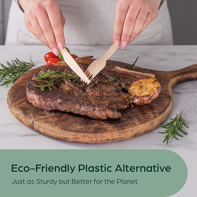 PURPLECLAY Wooden Knives Disposable – 300 Piece Wood Compostable Knives - Image 2