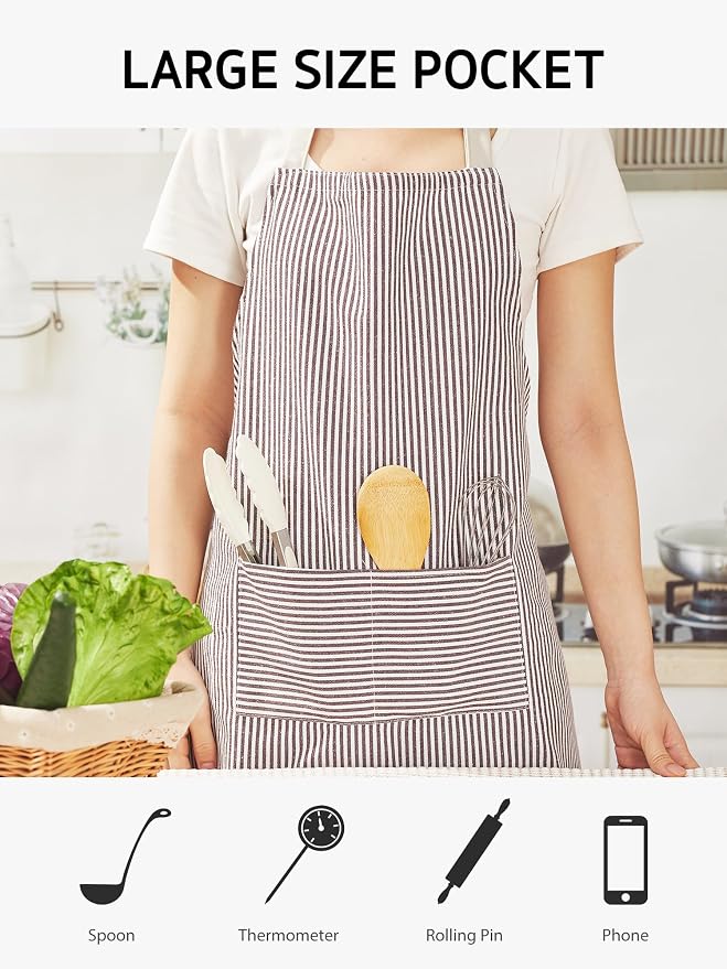 Syntus Apron for Men Women, Adjustable Cooking Kitchen Chef Aprons - Image 6
