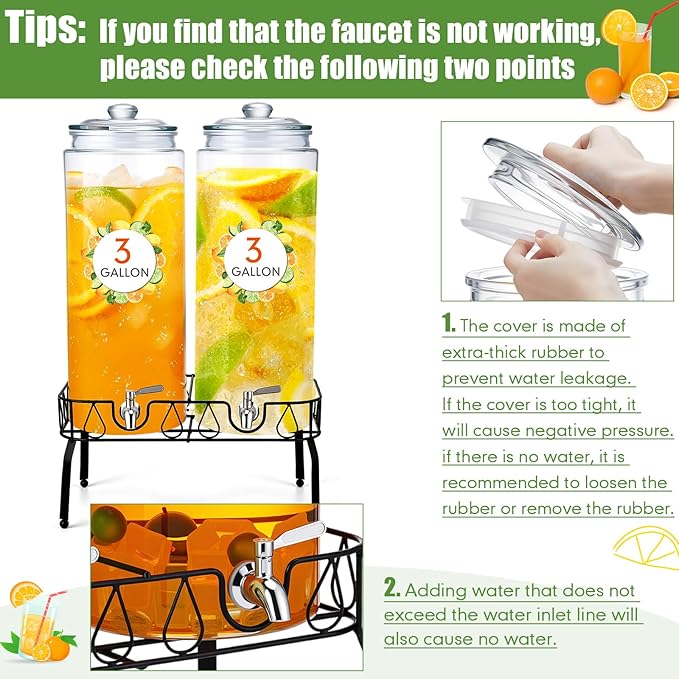 Honeydak 2 Pack 3 Gallon Glass Beverage Dispenser - Image 4