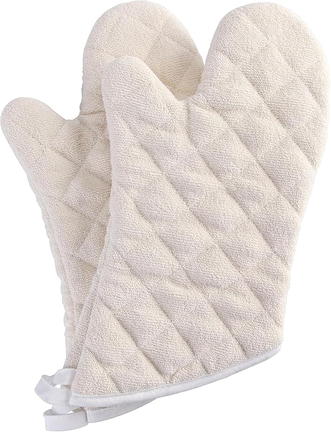 Terry Cloth Oven Mitts Heat Resistant to 482° F 13 Inch 100% Cotton Set of 2 by ARCLIBER