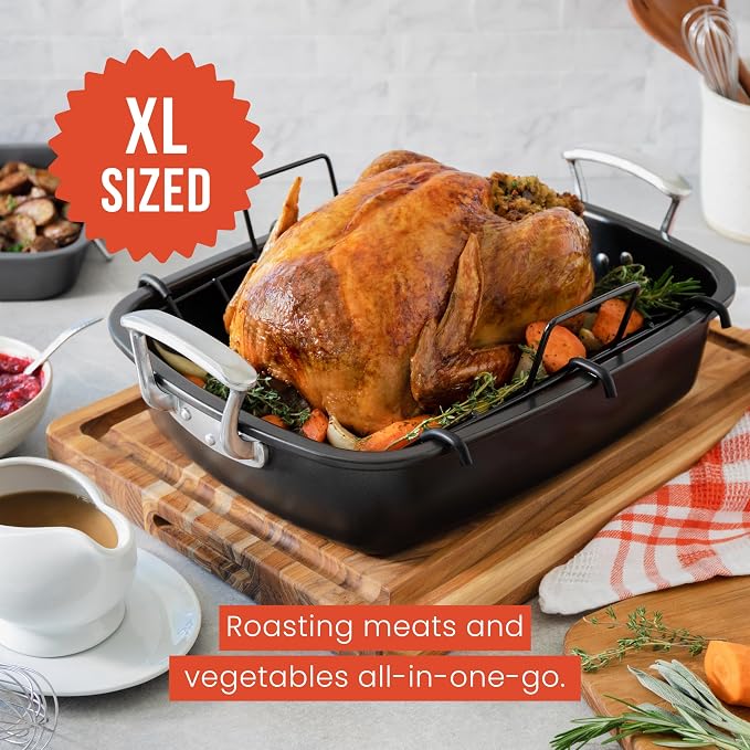Chef Pomodoro Deluxe Large Carbon Steel Roasting Pan - Image 9