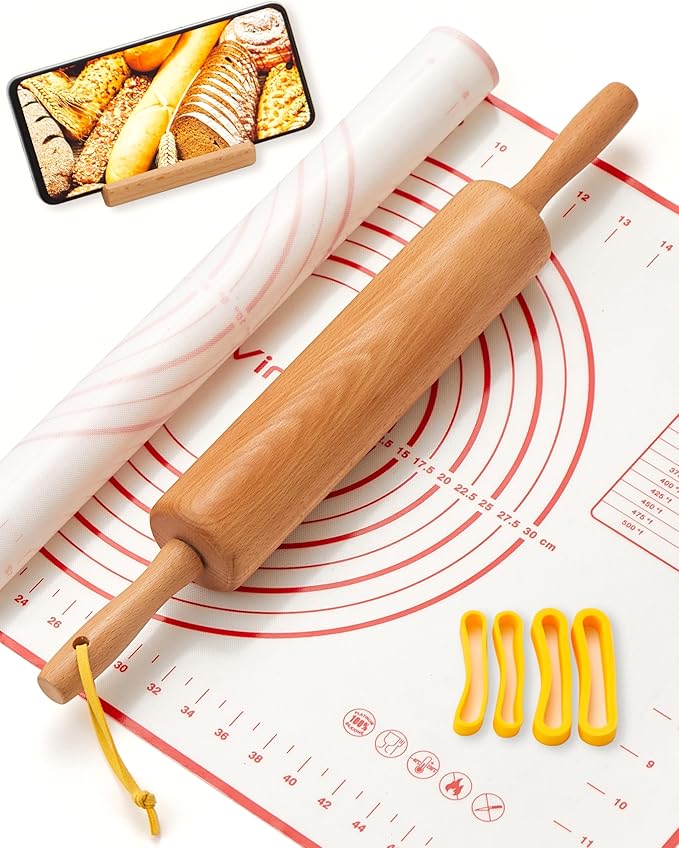 Classic Wood Rolling Pin, Pasta Roller by Vinoil