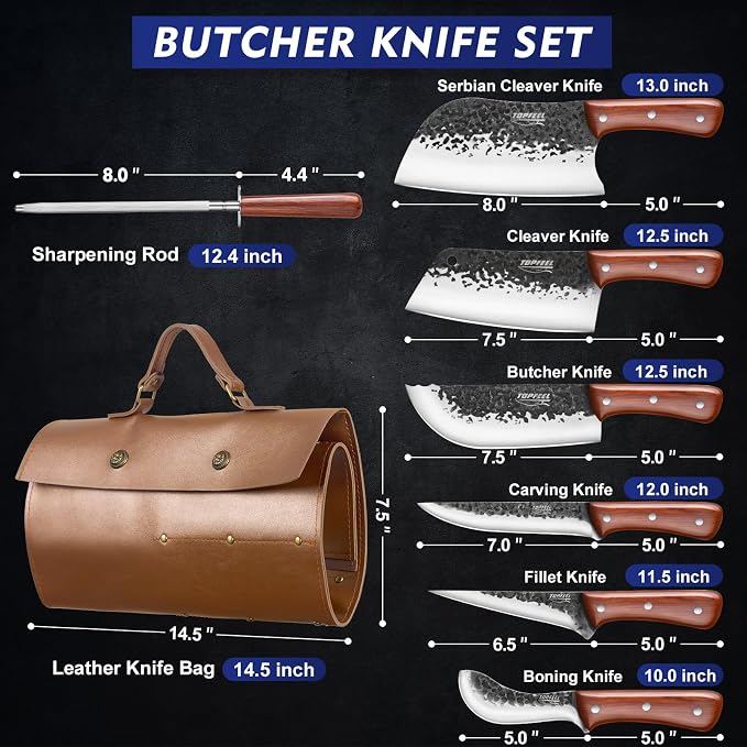 Topfeel 8PCS Chef Butcher Fish Knife Set - Image 2