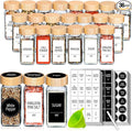Churboro 36 Spice Jars with Labels- Spice Jars with Bamboo Lids - 4 Oz Glass by Churboro