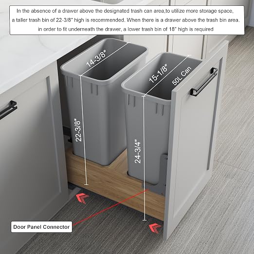 Dowell Double 50Qt Undermount Trash Pull-Out Waste Container - Image 2