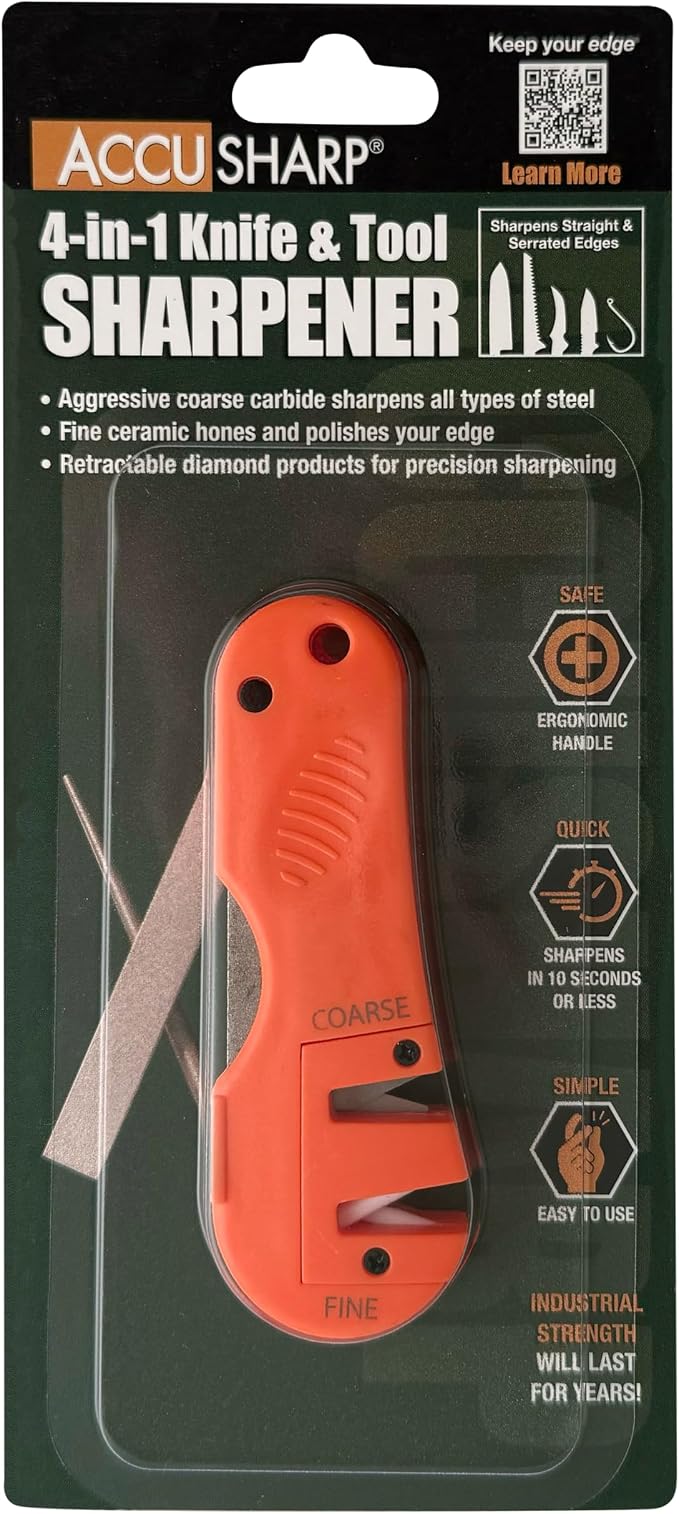AccuSharp 4-in-1 Knife & Tool Sharpener, Coarse Tungsten Carbide Sharpening - Image 2