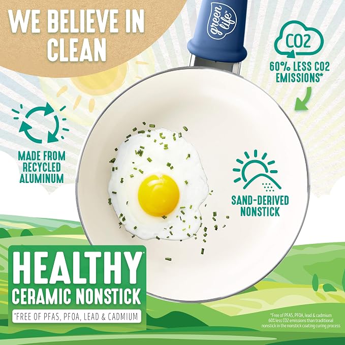 GreenLife Soft Grip Healthy Ceramic Nonstick 12 Piece Cookware Pots and Pans Set - Image 2