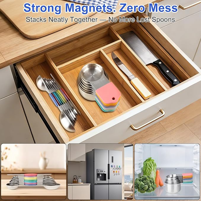 Magnetic Measuring Cups & Spoons Set, Strong N45 Magnets, Heavy Duty Stainless - Image 4