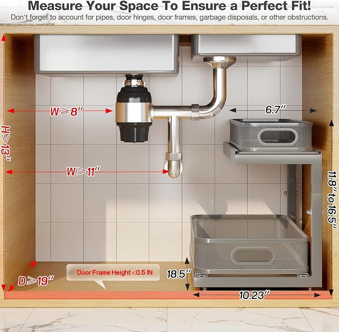 2-Pack 18.5 IN Depth Under Sink Organizer - Image 2